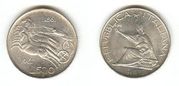 италия 1960г. 500лир. серебро-835 11гр.также 500лир 1961 колесница 